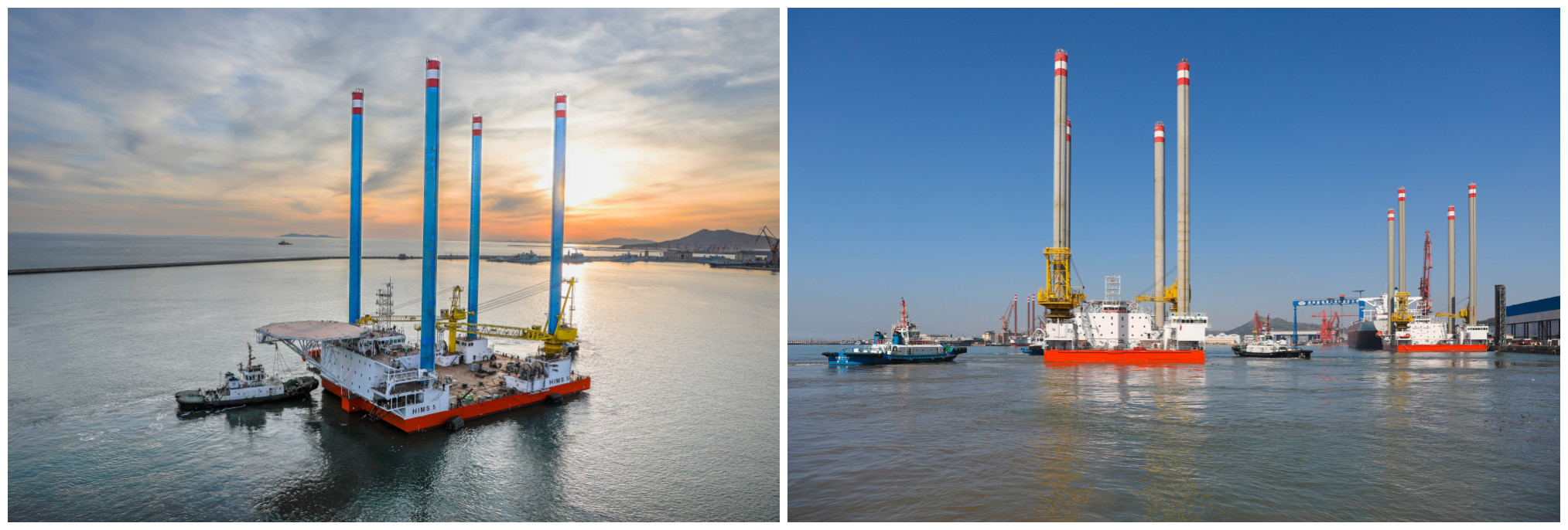 渤船重工建造的華科1號、2號自升助航式作業平臺命名交工